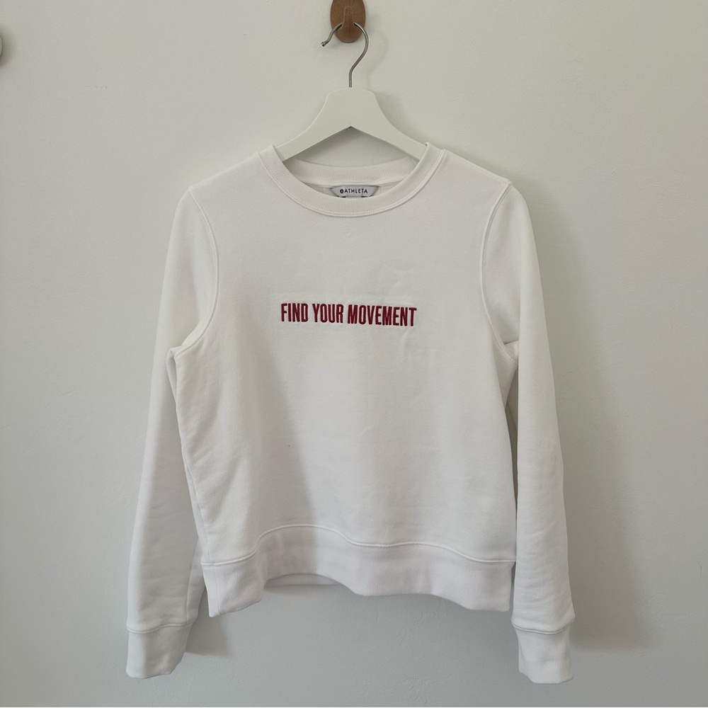 Athleta Cream Sweatshirt with Red Lettering